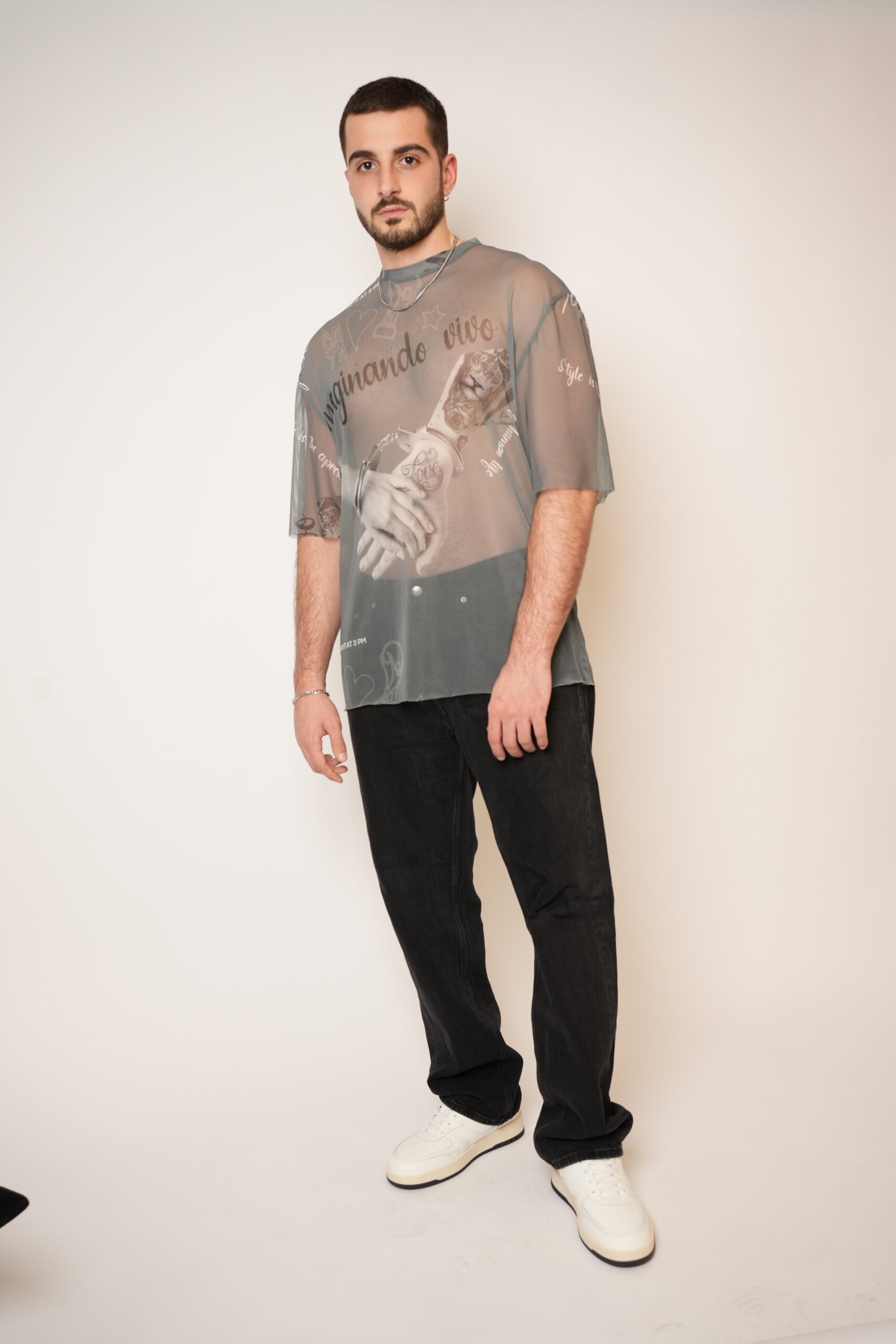 T-Shirt Oversize tulle stampa “Immaginando Vivo”